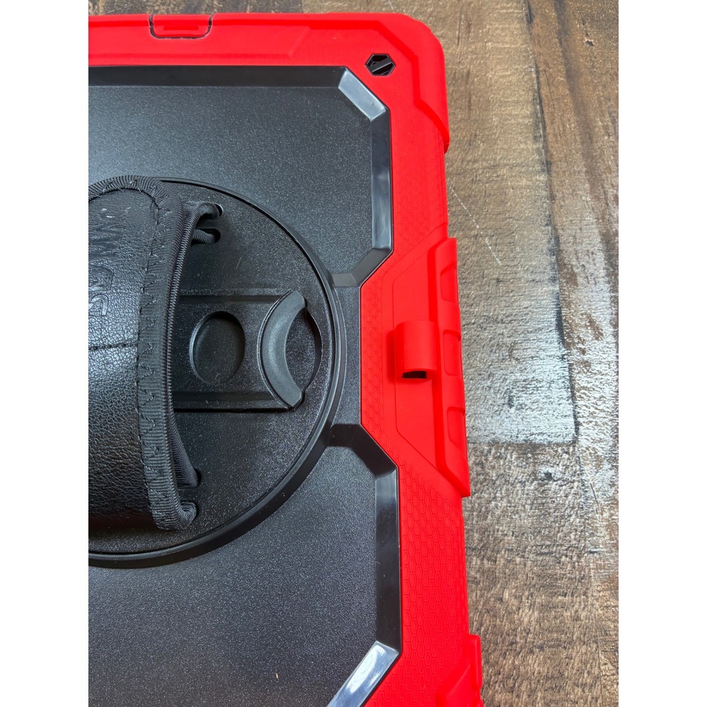 Seymac Rugged Tablet Case Red Black Shockproof Rotating Kickstand Hand Strap - Picture 3 of 4